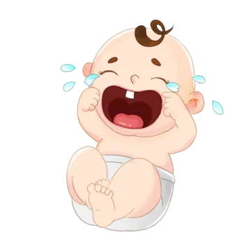 a crying baby in a diable