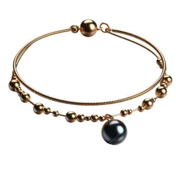 a bracelet with black pearls and gold beads
