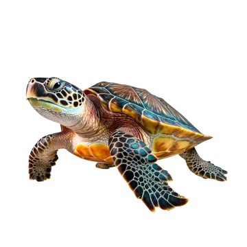 a green sea turtle on a white background
