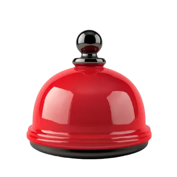 a red bell on a white background