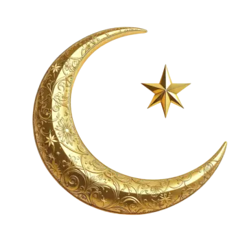 a golden crescent with a star on top