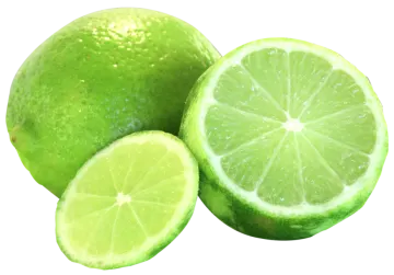 two limes and one half cut in half