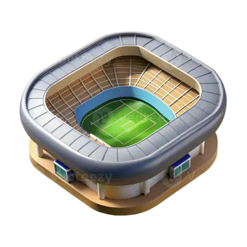 an illustration of a soccer stadium with a green field