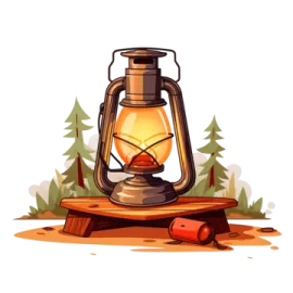 an illustration of a lantern in the woods