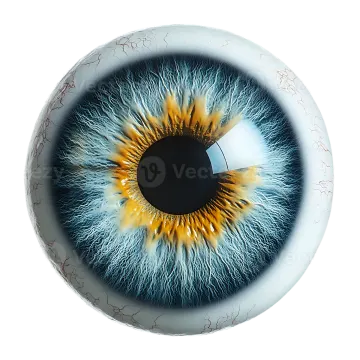 a close up of an eye with blue and yellow iris