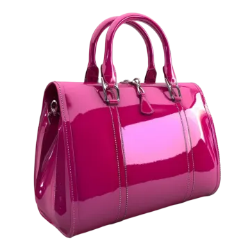 a pink handbag on a white background