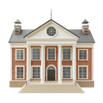 a school building on a white background