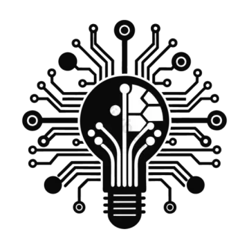 a black and white image of a light bulb