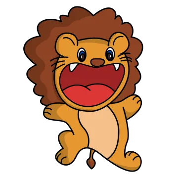 a cartoon lion with its mouth open