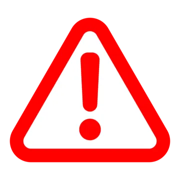 a red warning sign on a white background