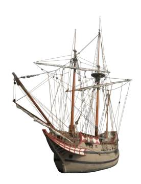 a wooden model of a ship
