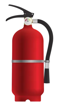 a red fire exor on a white background
