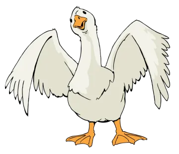 a cartoon chicken with its wings spread