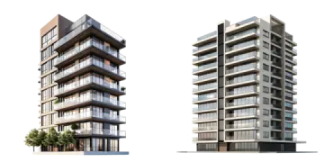 two different views of the proposed apartment buildings