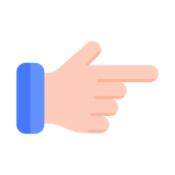 a hand pointing to the right