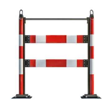 a red and white barrier gate on a white background