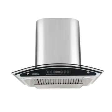 a stainless steel range hood on a white background