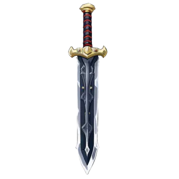 a sword with a red and black handle
