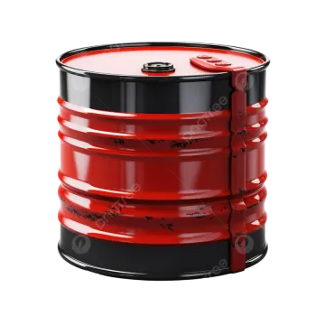 a red oil drum on a white background