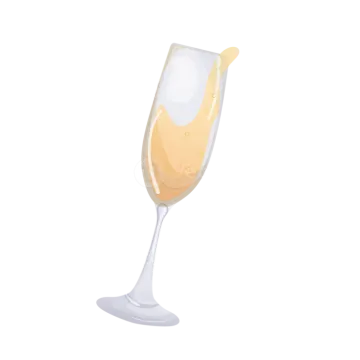 a glass of champagne on a white background