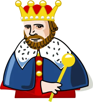a cartoon illustration of a king with a golden crown on his head