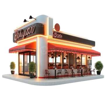 a 3d rendering of a restaurant