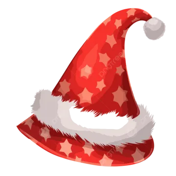a red santa hat with stars on it