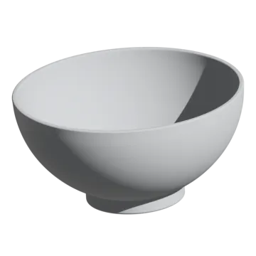 a white bowl with a black rim