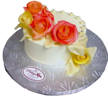 a cake with flowers on top of it