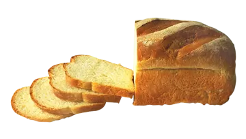 a loaf of bread cut in half