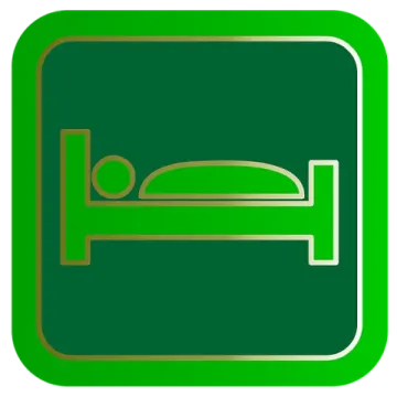 a green and gold bed icon