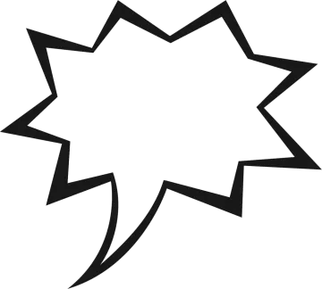a black and white speech bubble