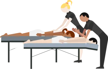 a woman getting a massage on her leg