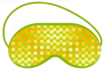 a green eye mask with orange and yellow circles