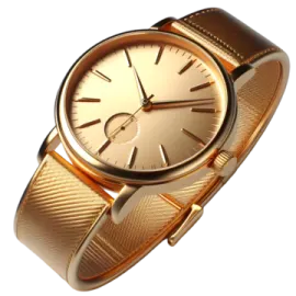 a gold watch on a white background