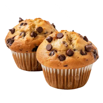 two muffins with chocolate chips on top