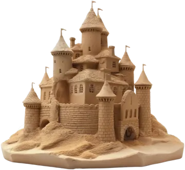 a sand castle on a white background