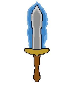 a pixel style sword on a white background