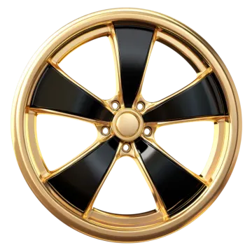 a black and gold wheel on a white background