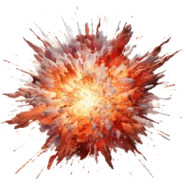 an explosion of red and orange paint