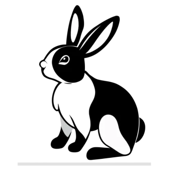 a black and white silhouette of a rabbit