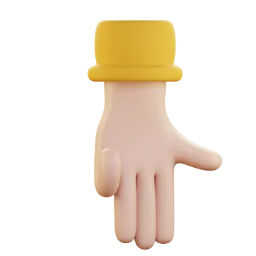 a hand with a yellow hat on it