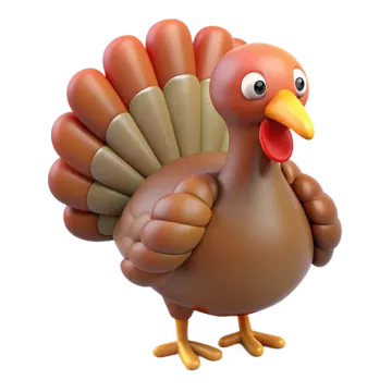 a cartoon turkey with a big smile on his face