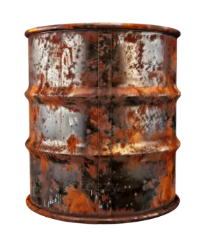 an old rusted barrel on a white background