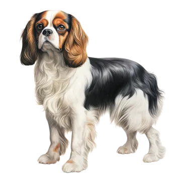 a drawing of a dog with long hair