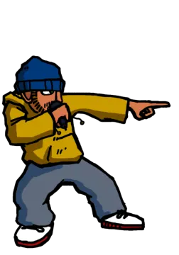 a man with a gun pointing at something