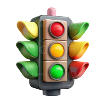 a traffic light with many different colored lights