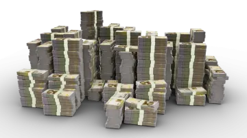 stacks of money on a white background