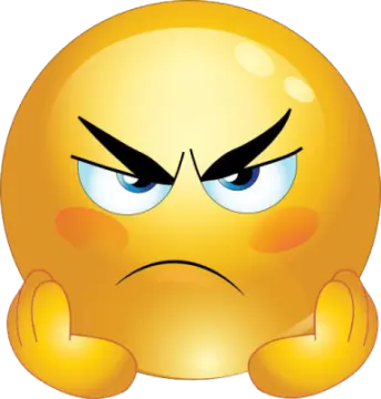 a yellow smiley face with an angry expression