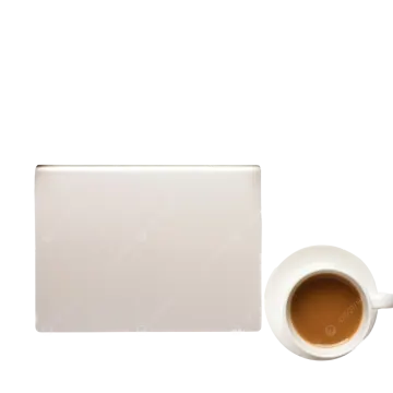 a cup of coffee next to a blank card